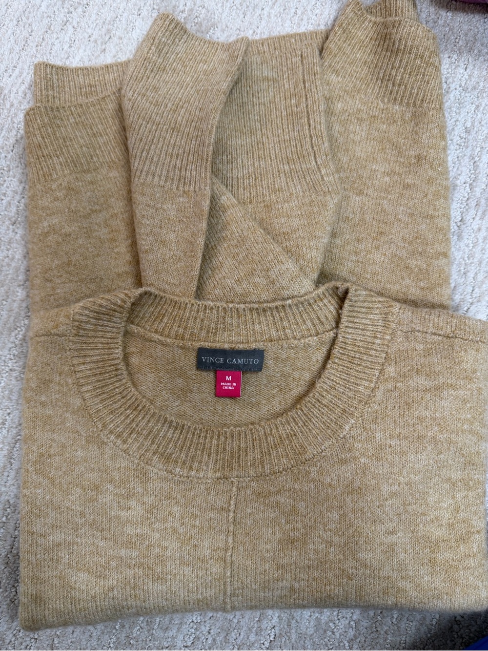 Vince Camuto Men's Crewneck Sweater in Camel Tan
